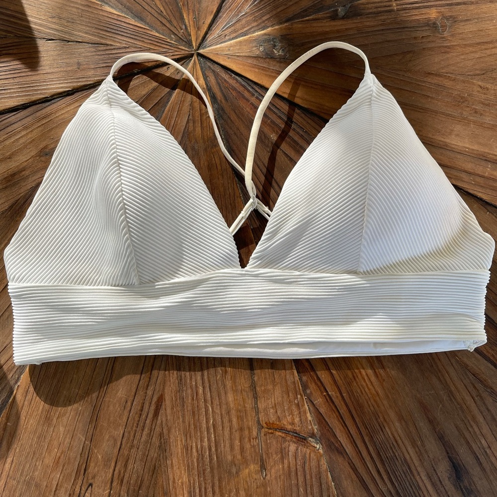White bikini top with adjustable straps